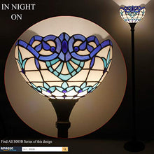 Load image into Gallery viewer, Tiffany Style Torchieres Floor Lamp Table Desk Standing Lighting White Blue Baroque Wide 12 Tall 66 Inch Stained Glass Lampshade for Living Room Bedroom Antique S003B WERFACTORY