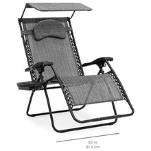 Load image into Gallery viewer, Best Choice Products Oversized Steel Mesh Zero Gravity Reclining Lounge Patio Chair w/Folding Canopy Shade and Cup Holder, Gray