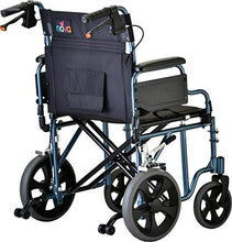 Load image into Gallery viewer, NOVA Bariatric Transport Chair with Locking Hand Brakes, Heavy Duty and Extra Wide Wheelchair with Removable & Flip Up Arms for Easy Transfer, Anti-Tippers Included, 400 lb. Weight Capacity, Blue