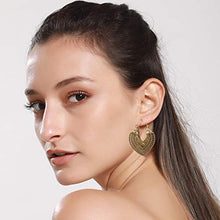 Load image into Gallery viewer, SUNNYOUTH 8 Pairs Vintage Statement Drop Dangle Earrings Bohemian National Style Hollow Water Drop Heart Shaped Alloy Long Boho Dangle Earrings for Women Girls