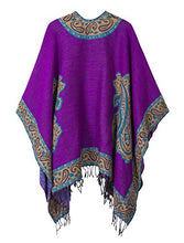 Load image into Gallery viewer, Women's Fashionable Retro Style Vintage Pattern Tassel Poncho Shawl Cape (Series1-pink)