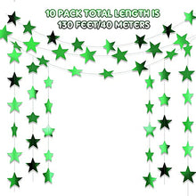 Load image into Gallery viewer, 130 Feet Glitter Star Paper Garland Banner Hanging Decoration for Graduation Class of 2022 Congrats Grad Wedding Birthday Festival Party Decoration (Green)