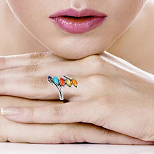 Load image into Gallery viewer, Turquoise Ring Sterling Silver 925 Genuine Gemstones Size 6 to 11 (Multi-Gemstones) (9)