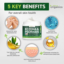 Load image into Gallery viewer, Psoriasis & Eczema Cream - Natural Eczema Treatment with Tea Tree Oil, MSM, Honey & Arnica - Made in USA - Powerful Dermatitis, Irritation & Psoriasis Treatment - Steroid-Free Psoriasis Cream - 4OZ