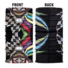 Load image into Gallery viewer, Riding Mask Motorcycle - Scarf Face Mask Bandana - 3D Neck Gaiter Face Cover - Tubular Bandana Cool Face Mask Sun Dust Protection for Cycling, Riding. (Evil Clown Face Mask)