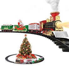 Load image into Gallery viewer, Hot Bee Christmas Toy Train Set, Electric Steam Train Toy w/ Smoke, Lights & Sounds Railway Tracks Kits for Under The Tree Gifts for 3 4 5 6 7 8+ Year Old Boys & Kids