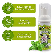 Load image into Gallery viewer, Snow Buddy Kids Bubble Toothpaste Foam with Mint Flavor, Anticavity Low Fluoride (452ppm) Foaming Toothpaste and Mouthwash for Dental Care 45ml (1.52 fl.oz)