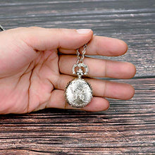 Load image into Gallery viewer, BOSHIYA Retro Design Sliver Butterfly Flower Openwork Cover Pocket Quartz Watch with Roman Character Pendant Necklace (2. Silver Butterfly)
