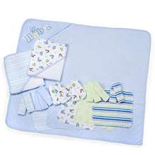 Load image into Gallery viewer, Spasilk 23-Piece Essential Baby Bath Gift Set – Hooded Baby Towels & Washcloths – Newborn Boy or Girl – Baby Shower Gift, Blue