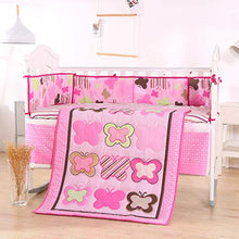 Load image into Gallery viewer, Wowelife Baby Pink Butterfly 7 Piece Baby Girl Bedding Crib Sets with Bumpers(Pink Butterfly)