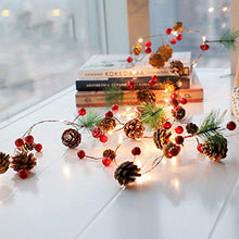 Load image into Gallery viewer, PHILIPOUS Christmas Lights, Garland with Lights Fairy Lights Pine Cone Berries Indoor and Outdoor Christmas Tree Lights Winter Holiday New Year Decor, Battery Powered. (2M 20 Lights) (Pine Cone)