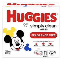 Load image into Gallery viewer, Huggies Simply Clean Unscented Baby Wipes, 11 Flip-Top Packs (704 Wipes Total)