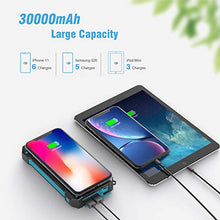 Load image into Gallery viewer, Solar Power Bank 30000 mAh, Wireless Portable Charger Solar Panel External Battery Type-C 5V Dual USB with LED Flashlight (Waterproof, Dustproof, Shockproof) Compatible with iOS & Android (Black)