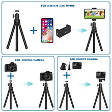 Load image into Gallery viewer, Phone Tripod, Portable Cell Phone Camera Tripod Stand with Wireless Remote, Flexible Tripod Stand for Selfies/Vlogging/Streaming/Photography Compatible with iPhone, Android Phone, Sports Camera GoPro