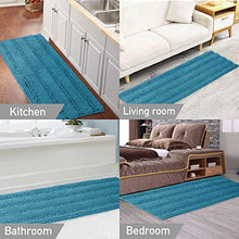 Load image into Gallery viewer, Turquoize Non-Slip Bath Mat Oversize Bathroom Rug Shag Shower Mat Ultra Soft & Water Absorbent Bath Rug for Bathroom/Kitchen Washable Rug, Perfect for Doormats, Tub, Size 59" X 20", Turquoise Blue
