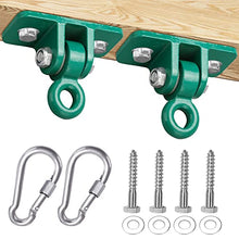 Load image into Gallery viewer, BETOOLL 2400 lb Capacity Heavy Duty Swing Hangers for Wooden Sets Playground Porch Indoor Outdoor & Hanging Snap Hooks Green (2pcs)