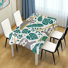Load image into Gallery viewer, ALAZA Cute Sloths Tropical Palm Leaves Tablecloth Fabric Table Cover Rectangle Tablecloth 60 x 120 inch