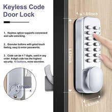 Load image into Gallery viewer, Keyless Entry Door Locks with Keypads Deadbolt, Mechanical Combination Latch Door Lock with Handle, Waterproof Keyless Sliding Door Lock, Digital Code Gate Front Door Lock Set with Door Knob (Silver)