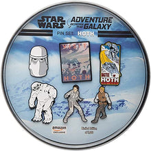 Load image into Gallery viewer, STAR WARS Hoth Metal-Based and Enamel 6 Lapel Pin Set with Officially Licensed 16cm Circular Window Box with Collapsible Kick Stand. (Amazon Exclusive)