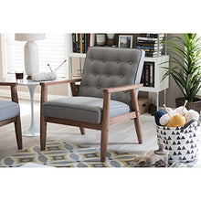 Load image into Gallery viewer, Baxton Studio Sorrento Mid-Century Retro Modern Fabric Upholstered Wooden Lounge Chair, Grey