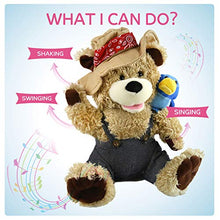 Load image into Gallery viewer, Houwsbaby Singing Teddy Bear Cowboy Stuffed Animal Gift for Kids Boys Girls Electronic Interactive Toy with Plush Pal Friend Blue Bird on His Shoulder Easter Valentine's Day Christmas Birthday, 12''
