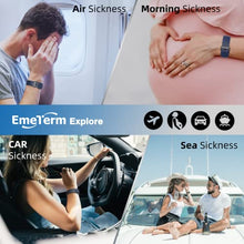 Load image into Gallery viewer, EmeTerm Explore FDA Cleared Anti-Nausea Wristband IP67 Waterproof Morning Motion Travel Sickness Vomit Relief Rechargeable Classic Strap Design No Gel Drug Free Wrist Bands Without Side Effects