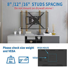 Load image into Gallery viewer, JUSTSTONE Full Motion TV Wall Mount Bracket for 28-70 Inch LED LCD Plasma Flat Screen & Curved TVs 110 Lbs VESA 600x400mm with Articulating Arms, Extend, Swivel, Tilt and Level Adjust, Fit 16â Studs