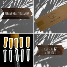 Load image into Gallery viewer, YELLOW LOTUS Funny Bathroom Signs - Please Seat Yourself Bathroom Sign & Best Seat in the House Wooden Funny Signs, Rustic Arrow Wall Hanging Decor, Set of 2 Bathroom Wall Art 14 X 5 In (Brown)