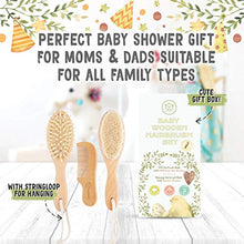 Load image into Gallery viewer, Baby Hair Brush and Comb Set for Newborn - Natural Wooden Hairbrush with Soft Goat Bristles for Cradle Cap - Perfect Scalp Grooming Product for Infant, Toddler, Kids - Baby Registry (Oval, Walnut)