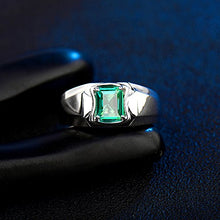 Load image into Gallery viewer, Lanmi Men's 14K/18K Yellow White Gold Natural Emerald Ring Sapphire Tanzanite Engagement Wedding Band with Diamonds for Man Father's Day