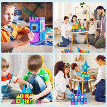 Load image into Gallery viewer, Magnetic Tiles 102Pcs, Magnetic Building Blocks Pretend Play Toys, Toy Castle Building Kit, Build Kids Creative-Thinking, Fine-Motor, Visual-Spatial & Emotional Skills