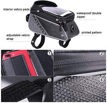 Load image into Gallery viewer, WATERFLY Bike Frame Bag Waterproof Bike Phone Mount Handlebar Bag Bike Accessories with Touch Screen Phone Holder Bag for iPhone X/8/7 plus/7/6s/6 plus/5s (Black)