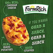 Load image into Gallery viewer, Farm Rich Loaded Potato Skins Stuffed with Cheddar Cheese and Bacon, Made with Real Idaho Potatoes, Frozen, 16 Ounces
