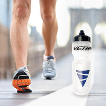 Load image into Gallery viewer, Vetra Sports Squeeze Water Bottle Leakproof Valve Hydration 22 oz Clear/Black/Blue Running Cycling Bike Soccer Football NEW