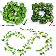 Load image into Gallery viewer, DearHouse 84 Feet 12 Strands Artificial Ivy Leaf Plants Vine Hanging Garland Fake Foliage Flowers Home Kitchen Garden Office Wedding Wall Decor, Green