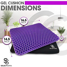 Load image into Gallery viewer, Purple Gel Seat Cushion for Long Sitting – Back, Sciatica, Hip, Tailbone Pain Relief Cushion – Gel Seat Cushion for Office Chair, Cars, Long Trips – Egg Seat Gel Cushion for Wheelchair Pressure Relief