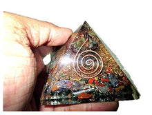 Load image into Gallery viewer, Jet Mix Gemstone Labradorite Merkaba Chakra Orgone Pyramid Crystal Gemstones Copper Metal Mix Rare Healing Positive Energy Tetrahedron Sacred Geometry Memory