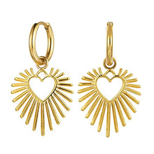 Load image into Gallery viewer, BUEMMR 14K Gold Plated Forever Love Heart with Sun Rays Dangle Earrings for Women Jewelry, Jewelry for Women Girl
