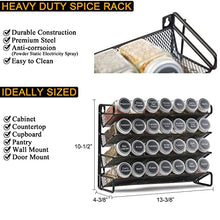 Load image into Gallery viewer, SpaceAid 4 Tier Spice Rack Organizer with 28 Spice Jars, 386 Spice Labels, Chalk Marker and Funnel Set for Cabinet, Countertop, Pantry, Cupboard or Door & Wall Mount