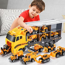 Load image into Gallery viewer, TEMI Toddler Toys for 3 4 5 6 Years Old Boys, Die-cast Construction Toys Car Carrier Vehicle Toy Set w/ Play Mat, Kids Toys Truck Alloy Metal Car Toys Set for Age 3-9 Toddlers Kids Boys & Girls