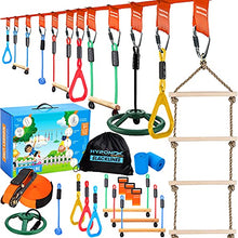 Load image into Gallery viewer, Hyponix 50' Ninja Warrior Obstacle Course for Kids - Weatherproof - Slackline - Kids Obstacle Course - Ninja Course for Kids Outside - Outdoor Toys - Ninja Slack Line