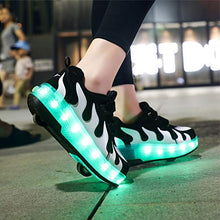 Load image into Gallery viewer, AIkuass Roller Shoes for Girls Boys Kids Dual Wheel LED Blinking Skate Sneaker Shoes