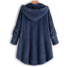Load image into Gallery viewer, Women Jacket Long Sleeve Outwear Hooded Plush Button Pocket Sweater Plus Size Button Plush Cardigan Wool Winter Coat
