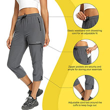 Load image into Gallery viewer, Women's Cargo Hiking Pants Lightweight Quick Dry Capri Pants Athletic Workout Casual Outdoor UPF 50+ Zipper Pockets Gray L