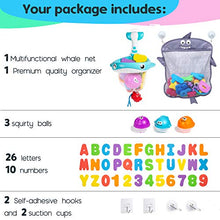 Load image into Gallery viewer, Comfylife Baby Bath Toy Organizer - Bath Toy Storage for Shower - Bathtub Toy Organizer Includes Foam Bath Toys (Numbers & Letters & Squirty Toys) + Extra Net That Doubles as a Toy