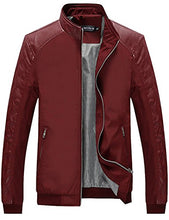 Load image into Gallery viewer, Tanming Men's Casual Slim Fit Lightweight Zip Up Softshell Bomber Jacket (XX-Large, Red)