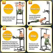 Load image into Gallery viewer, BangTong&Li Power Tower Workout Pull Up & Dip Station Adjustable Multi-Function Home Gym Fitness Equipment (Black-st)