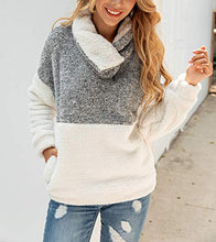 Load image into Gallery viewer, KIRUNDO 2019 Women’s Winter Lapel Sweatshirt Faux Shearling Shaggy Warm Pullover Zipped Up with Pockets Outwear (Small, Style2-Grey)