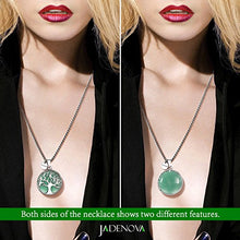 Load image into Gallery viewer, JADENOVA Family Tree Necklace Tree of Life Natural Aventurine Gemstone Crystal Pendant Necklace 24 Inches Stainless Steel Chain