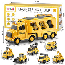 Load image into Gallery viewer, TEMI Construction Truck Toys Cars for Toddlers 3-5 - 7-in-1 Friction Power Vehicle Toy for 3 4 5 6 Year Old Boys, Carrier Transport Trucks for Kids 3-5 Years, Car Toys Set for Age 3-9 Boys & Girls